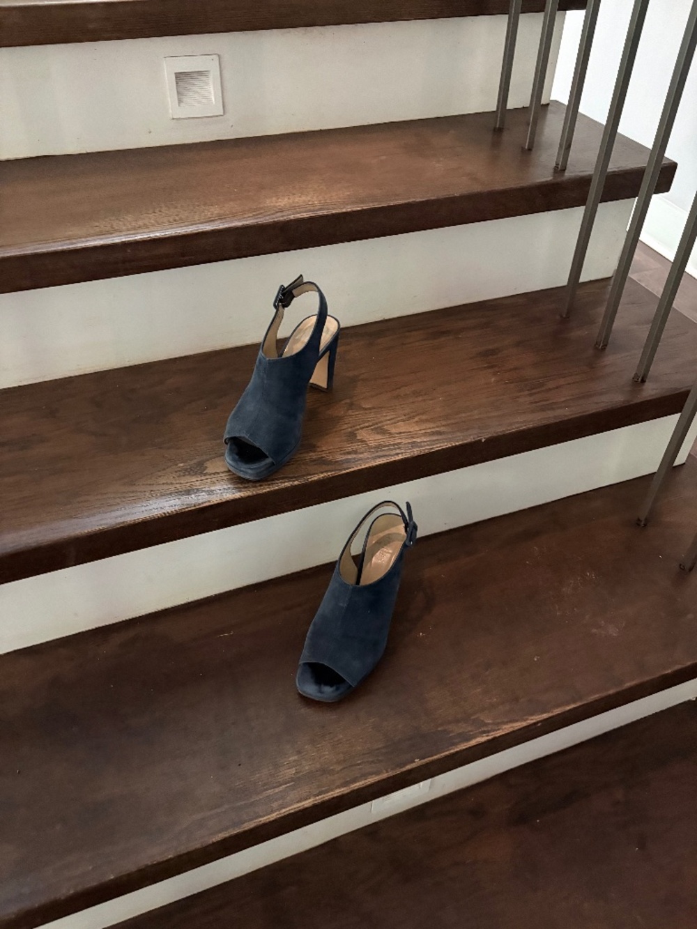 Blue suede pumps